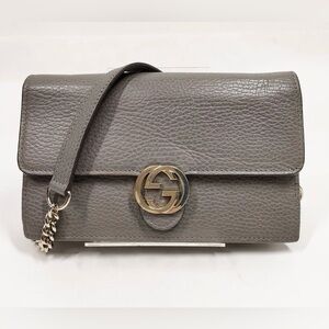 Gucci Gray Leather crossbody/ Clutch Bag Authentic